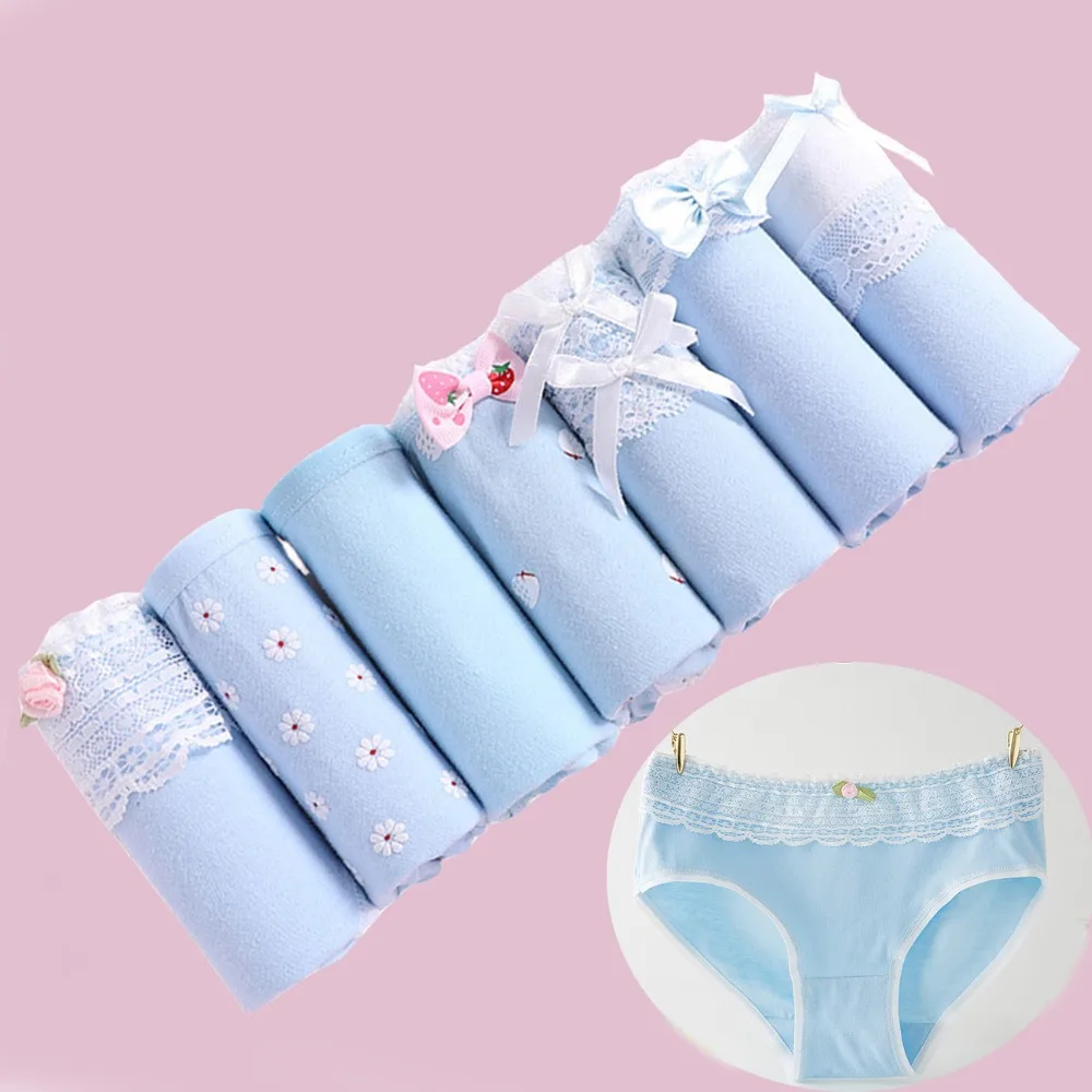 

7Pcs/lot Panties Underwear Women Cotton Panties Women Briefs Lingeries Cueca Calcinhas Shorts Lace Underpants Girls Panty Ladies