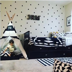 Cartoon Triangles Wall Sticker Kids Room Nursery Nordic Triangles Pattern Wall Decal Bedroom Playroom Classroom Vinyl Decor