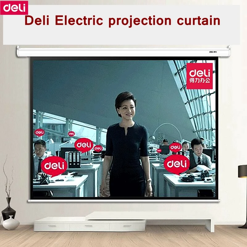 

Deli 50492 100"(2080x1480mm) 4:3 Electric Projection Curtain Meeting Room 220-230V 50HZ