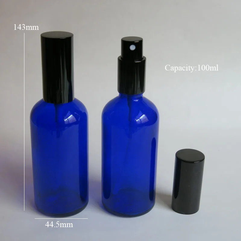 

wholesale 10pcs 100ML Blue Glass Bottles, Essential Oil With Sprayer ,Mist Spray Bottles, High Quality Glass Bottle