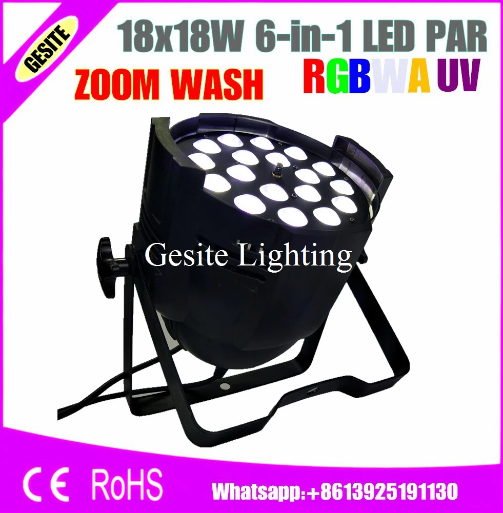 

Free Shipping 4pcs/Lot 18x18W RGBWA UV 6in1 Zoom par light 10-60 degree LED par 64 stage dj club lighting