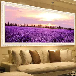 100*40 Needlework,DIY DMC Cross stitch,Set For Embroidery kit,Garden Lavender lovesea flower Pattern Cross-Stitch,Wall Home Deco