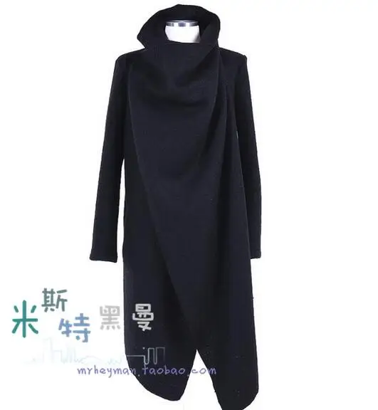 S-5XL!!Fashion men's woolen long trench design personalized asymmetrical fronts ro woolen outerwear