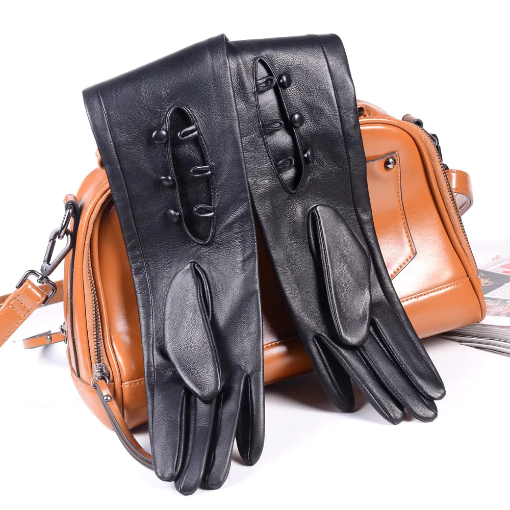 

40 50 60 70 80cm Women's Ladies Real leather Unlined Double-Sides Leather Three Buttons Wrist Party Evening Opera/gloves