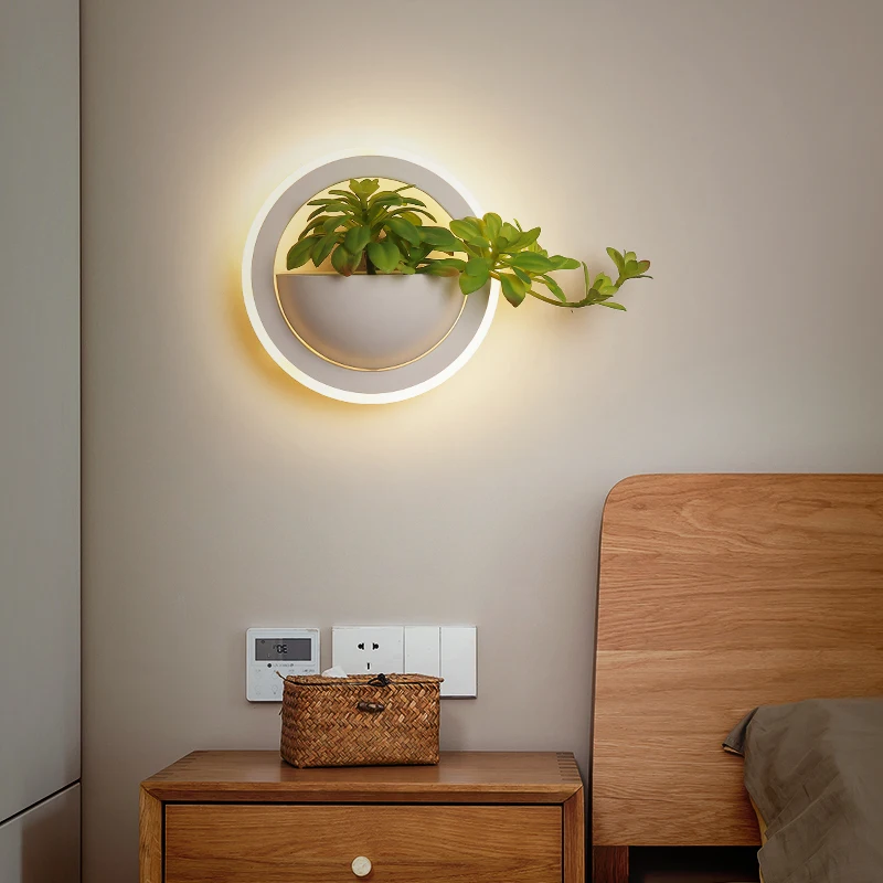 Imagem -05 - Moderno Conduziu a Luz de Parede para Cabeceira Quarto Sala Jantar Decoração do Banheiro com Planta Conduziu a Lâmpada Parede Nordic Decoração para Casa Branco