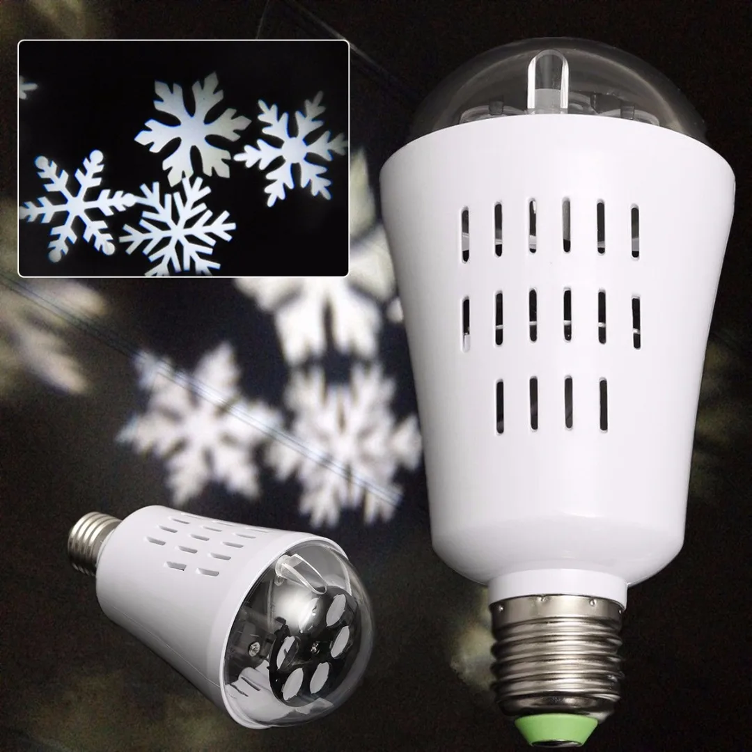 

2019 Newest 4W 4 LED Moving Four Kinds Snowflake Xmas Landscape Laser Projector Lamp Bulb