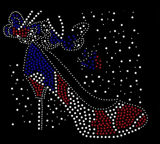 

2pc/lot Butterfly shoes rhinestones motif hot fix transfer design motif iron on applique patch for coat sweater shirt