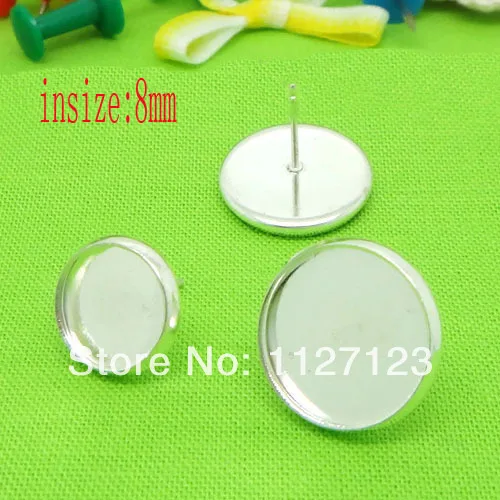 

Free ship!Hotsale Silver Plated 200PCS 8mm Earring Stud Base and Blanks Post Jewelry Findings and Fittings