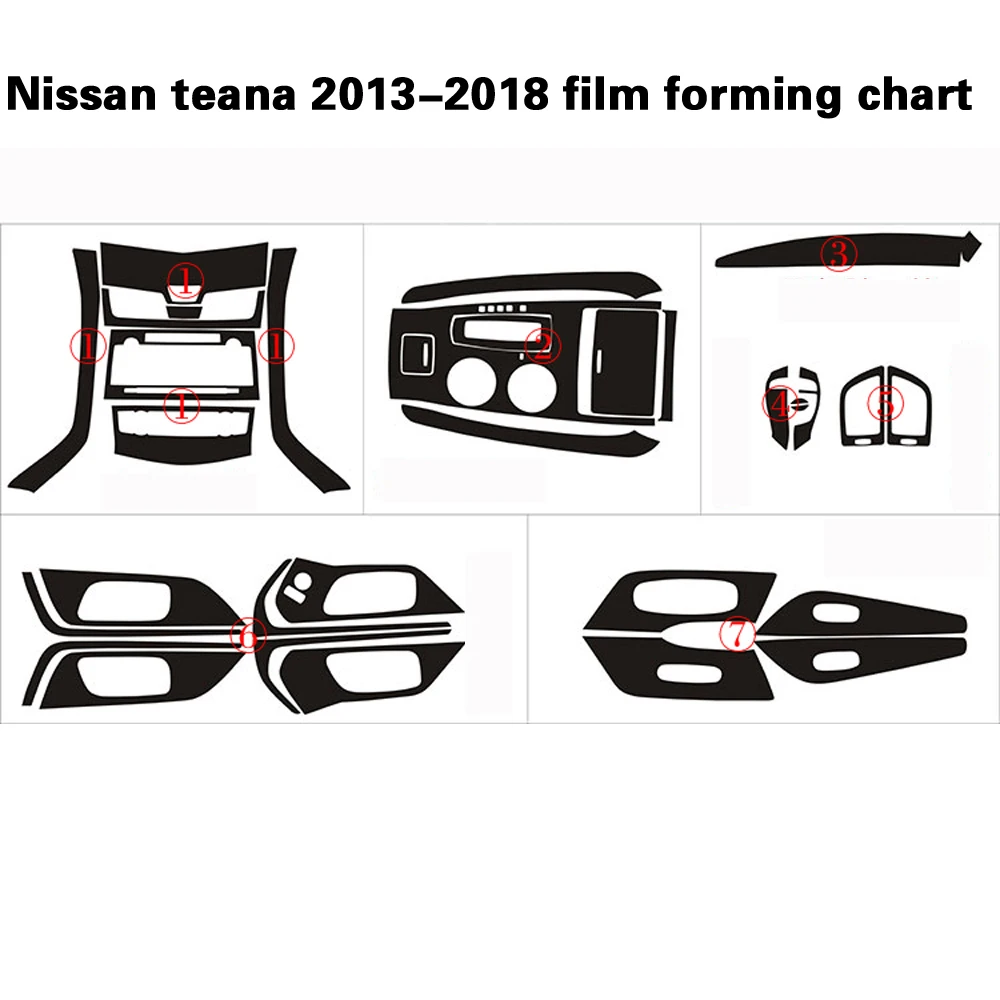 For Nissan teana  2013-2018 Interior Central Control Panel Door Handle 3D/5D Carbon Fiber Stickers Decals Car styling Accessorie