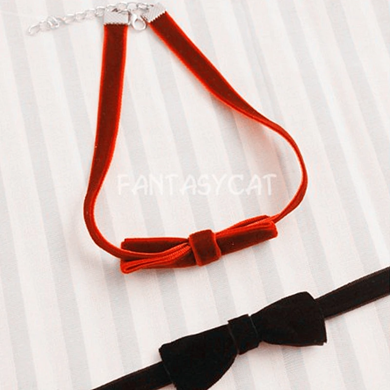 

New Cute Girls Gothic Velvet Bowknot Choker Necklace Women Vintage Wine Red Collares Female Punk Jewelry Party Gifts