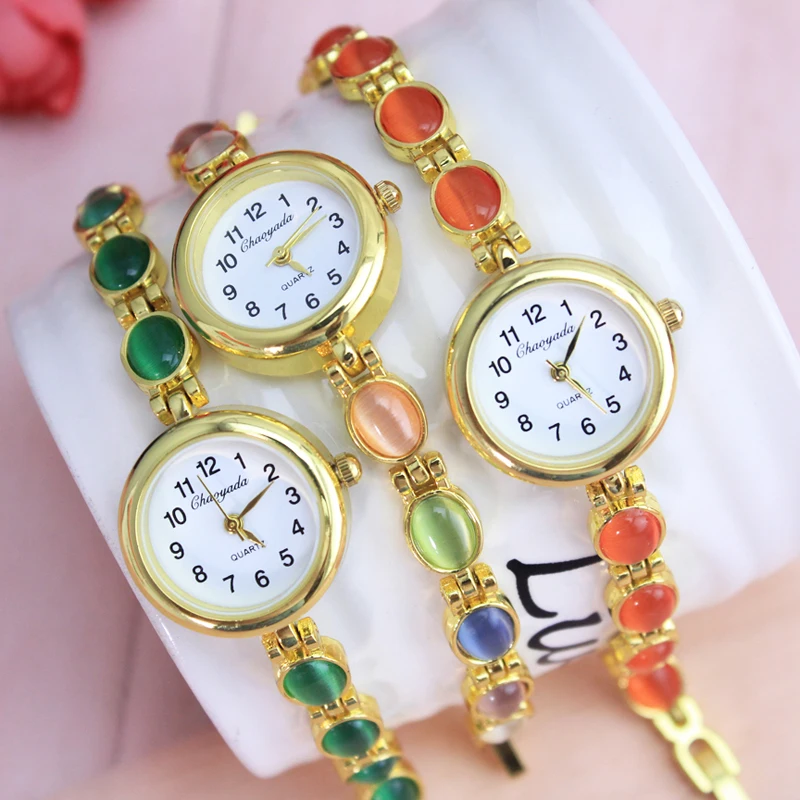 Relojes de pulsera dorados de marca de lujo para mujer, joyería de moda para mujer, reloj de pulsera de cuarzo para vestido, reloj femenino digital