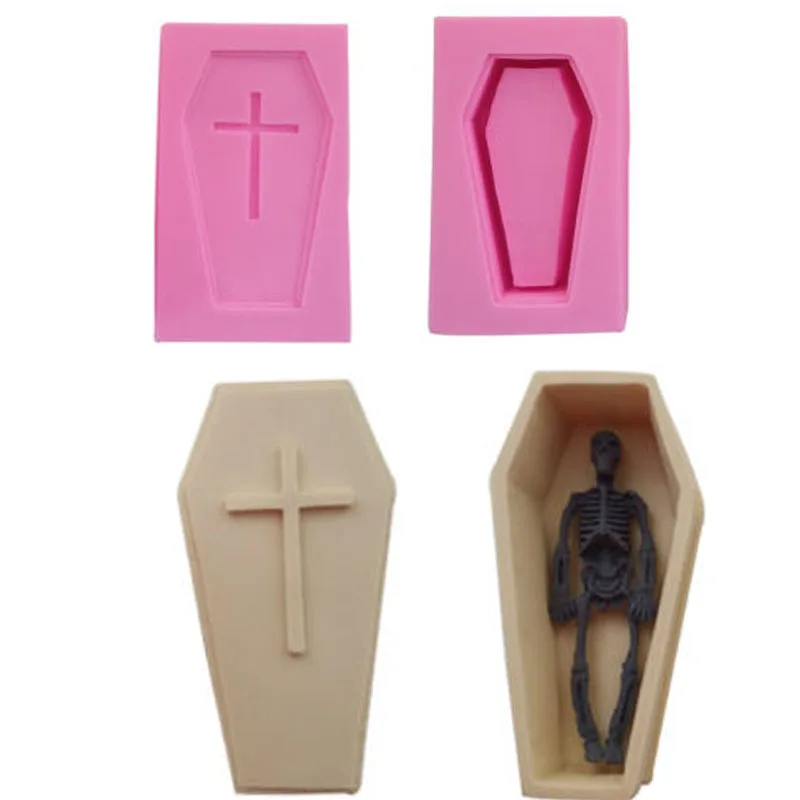 

4pcs/set high quality Halloween Coffin and Skull Fondant Cake Molds for Kitchen Baking Sugarcraft Decoration Tools T0710