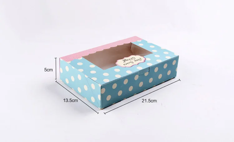 500pcs 21.5*13.5*5cm Vintage Packaging White cardboard Paper Wave window Box For Candy\Cake\Dessert \party Packing boxes