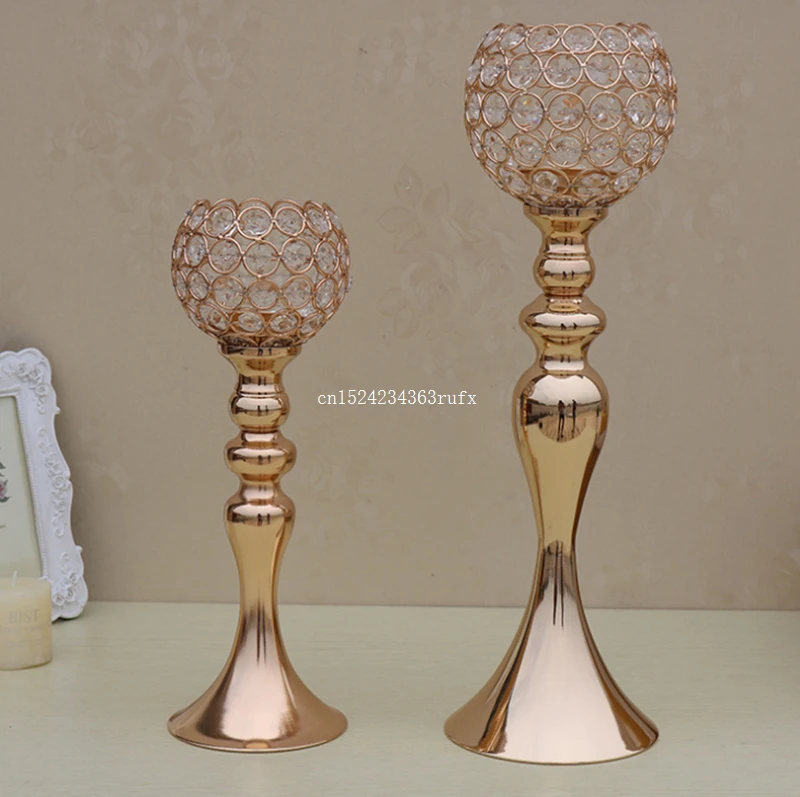 10pcs Table Centerpiece Wedding Flower Vases Crystal Candle Holder Candle Stick Wedding Decoration 42cm Tall Wholesale