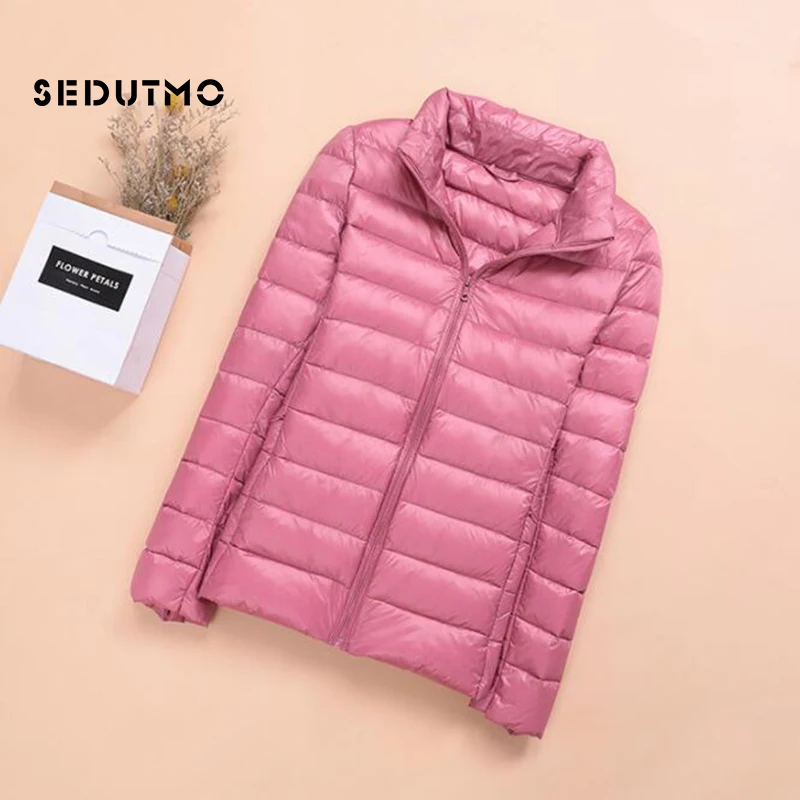 SEDUTMO-Chaqueta de plumón de pato ultraligera para mujer, abrigo corto con capucha, Parkas ED659, Primavera e Invierno