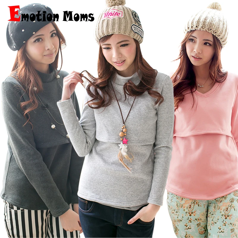 

Emotion Moms Long Sleeve Maternity Clothes Breastfeeding Tops Winter Lactation Tops for Pregnant Women Maternity Sweater