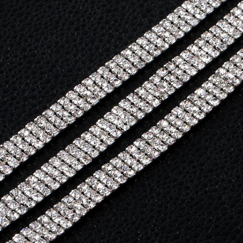 10 หลาคริสตัลเงินชุบ 3 แถว Rhi - Rhinestone Banding Trim บทวิจารณ์และราคา