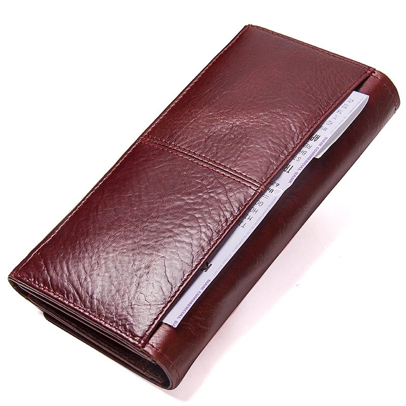 Contact\'s Fashion Long Purse Genuine Leather Wallet Women Luxury Brand Female Clutch Wallets Phone Pocket Card Holder Carteras