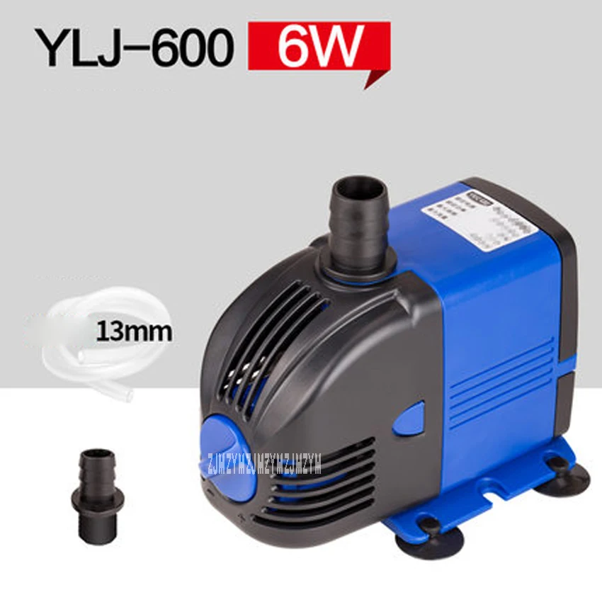 YLJ-600 220V 600L/h 6W Submersible Water Pump Aquarium Fountain Fish Tank Spout Energy Saving stainless steel shaft