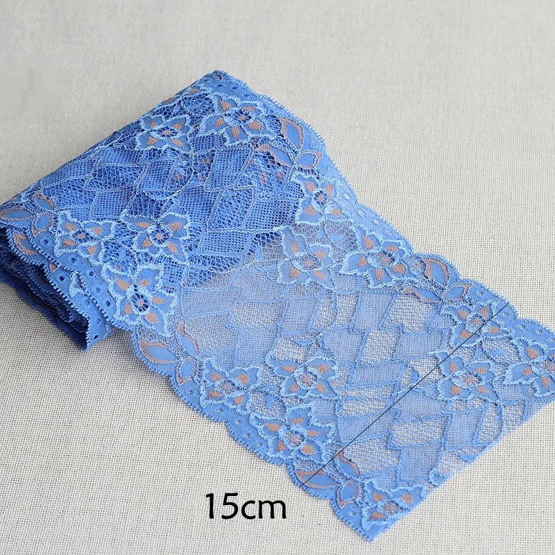 MLAEY 2Yards Blue Exquisite Elastic stretch Lace Trim High Quality Lace Fabric DIY Craft&Sewing Dress Clothing Accessories