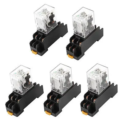 

DC 12V Coil DPDT 8 Pin Green LED Power Relay 5 Pcs w Base Socket