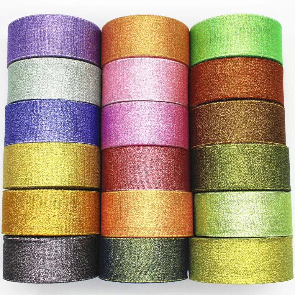 25 yards 6 10 15 20 25 38mm New gold silver ribbon Organza  DIY hand-made materials Gift wrap Christmas New Year decorations mix