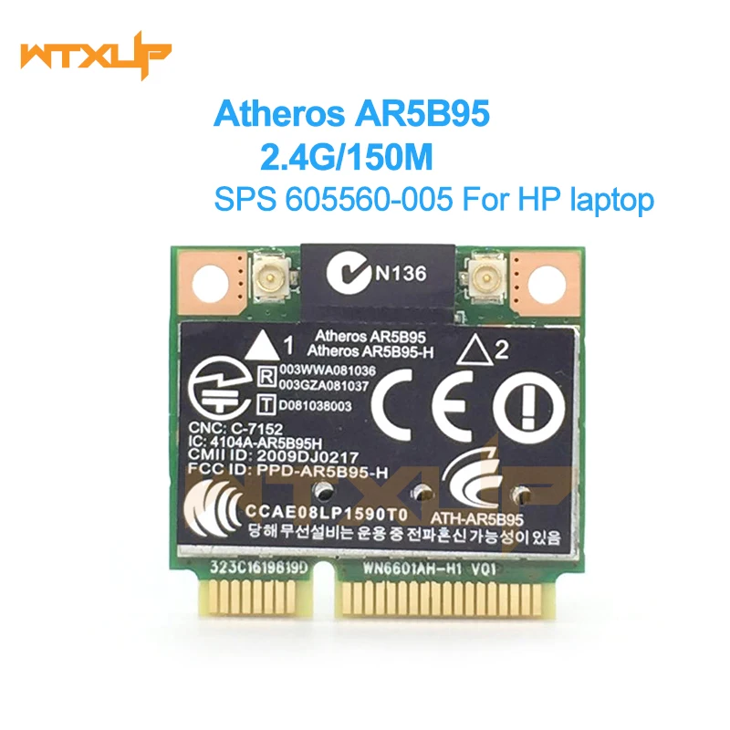 Atheros AR5B95 AR9285 802.11b/g/n Network Card wifi adapter Wireless Half Mini PCI-E SPS:605560-005 for HP G42 dv7 dv5 dv4