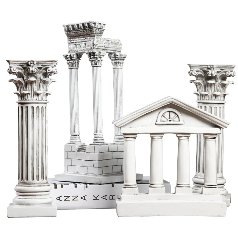 

European Style Retro Ancient Rome Creative Architectural Model Decoration Home Furnishing column building model Statue figurine