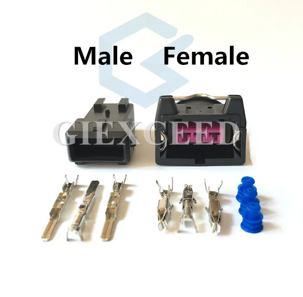 2 Sets 3 Pin AC Assembly Stepping Motor Idling Engine Socket Female Electrical Wire Connector For Bosch EV1 Auto Plug