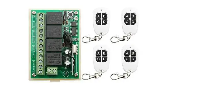 

DC12V 4CH 10A RF Wireless Remote Control Switch System teleswitch 4 transmitter & 1 receiver relay Receiver Smart Home Switch