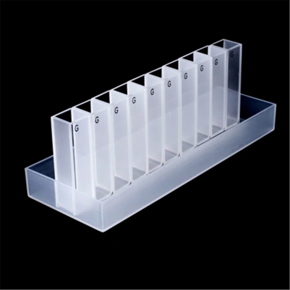 10Pcs 10mm Path Length acid and alkali resistant  Glass Cuvette Cell For  visible spectroscopy Spectrophotometers