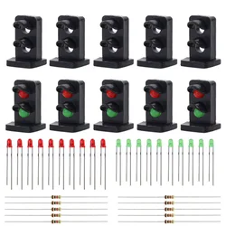 JTD19 10 sets Target Faces With LEDs Railway Dwarf Signal HO OO Scale 2-light Ground Signals Traffic Light Red/Green