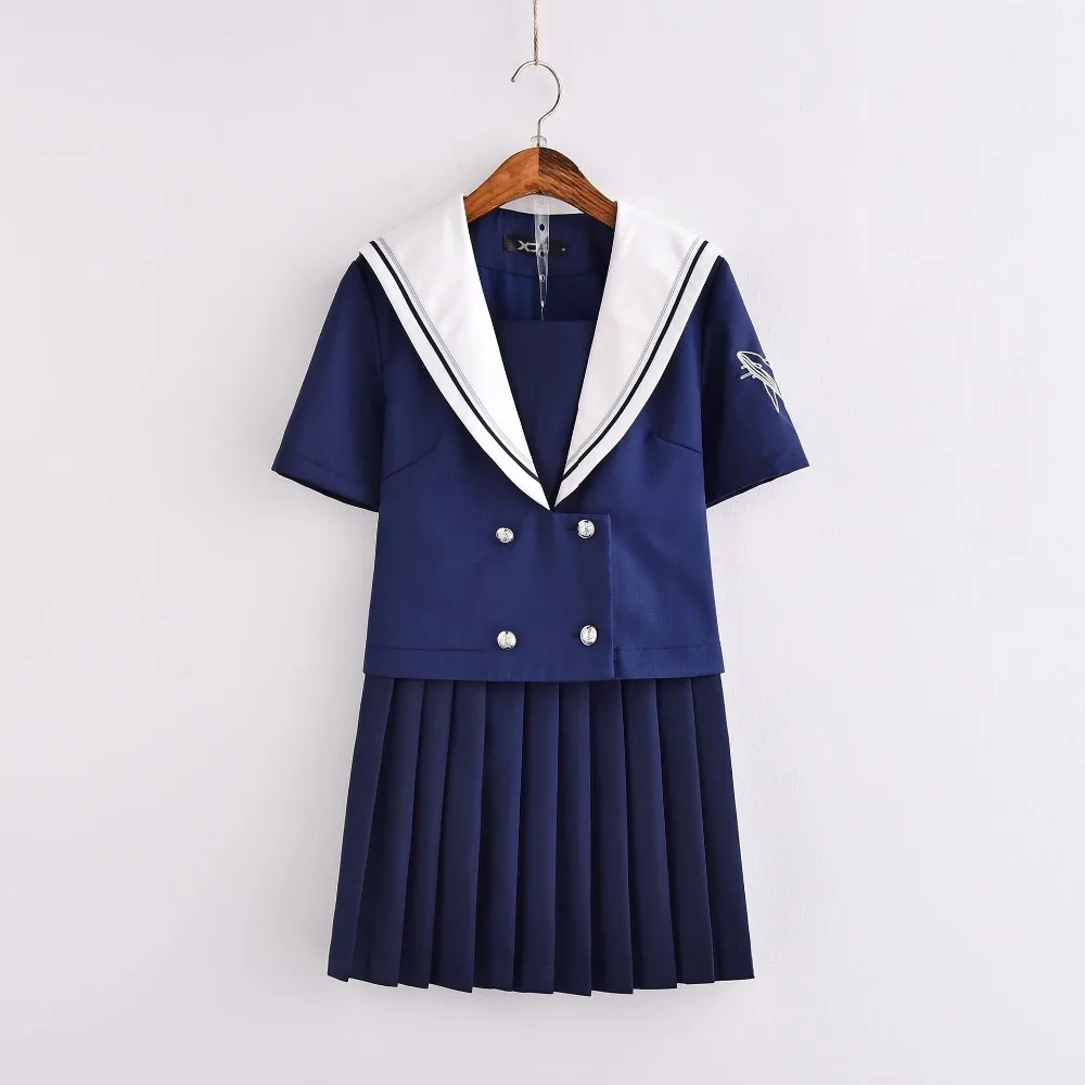 Langarm Japanisch JK setzt Schuluniform Mädchen Tiefsee wal Frühling Herbst High School Frauen Neuheit Seemann Anzüge Uniformen