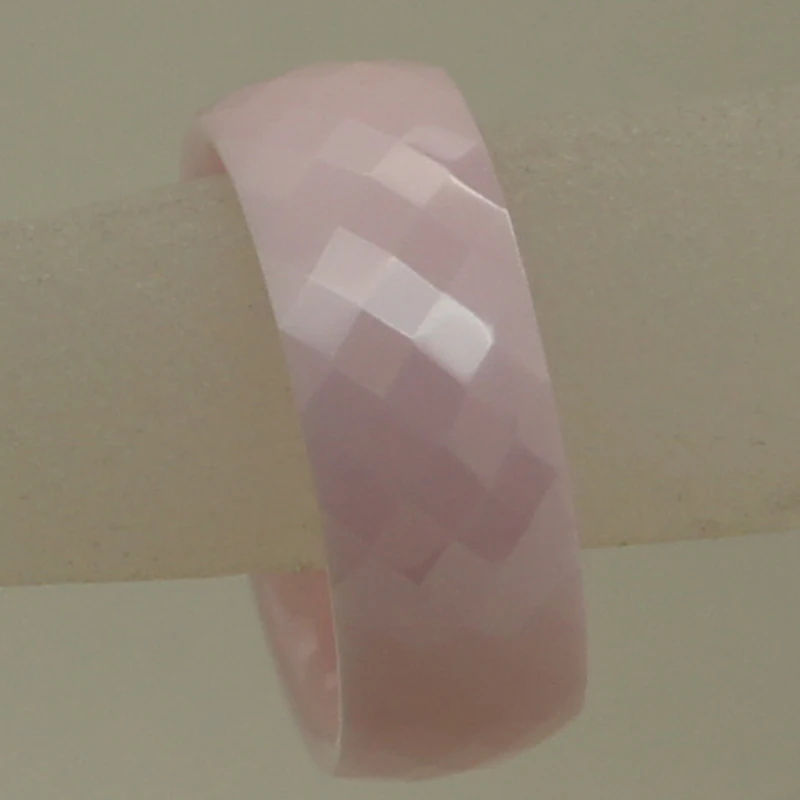 

8mm width rare pink women/girl classic multi facet hi-tech scratch proof ceramic ring 1pc