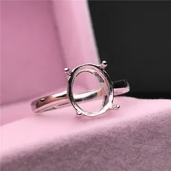 4 claws style oval shape ring basis S925 silver plated 18K gold ring base shank prong setting gemstones inlaid jewelry DIY women