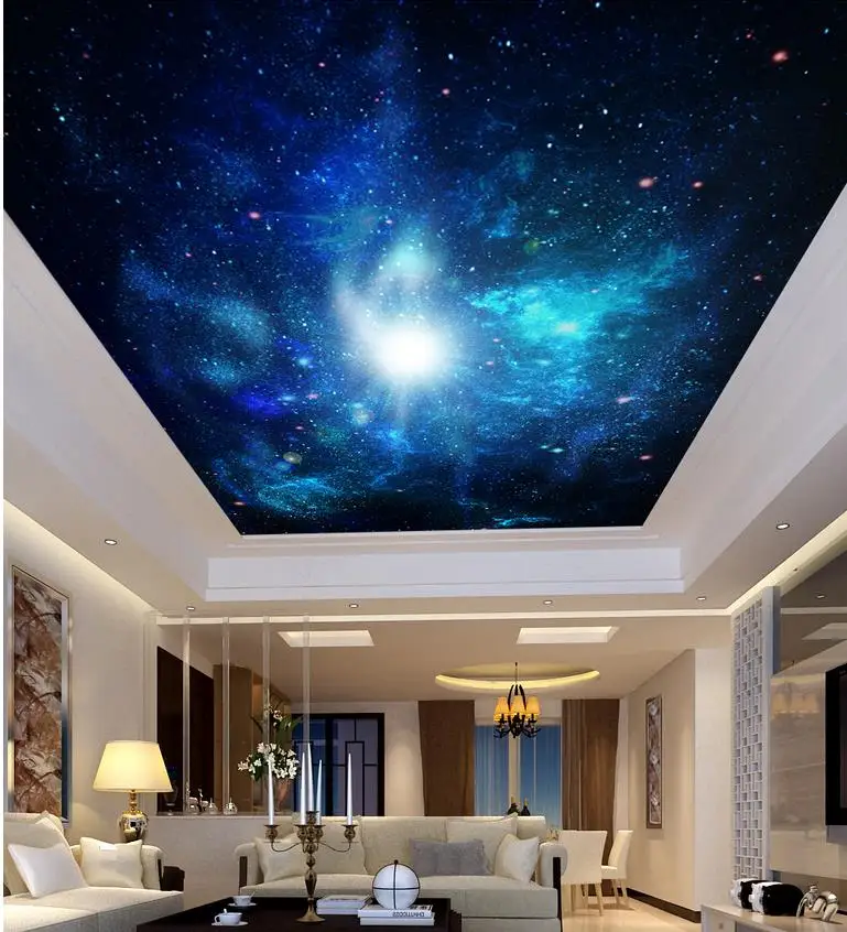 

Custom photo wallpaper Zenith ceiling The sky the stars Art Mural for Living Room Large Painting Home Decor