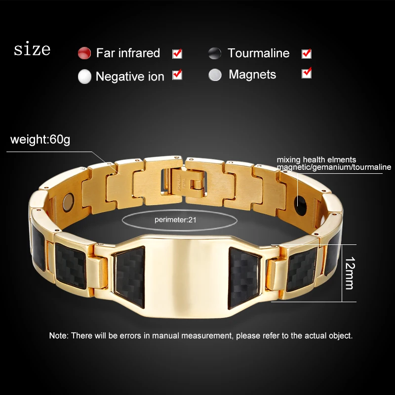 Magnetic Hematite Stainless Steel Bracelet Men\'s Health Bracelet with Hook Clasp Therapy Bracelet Healthy Boys and Girls Jewelry