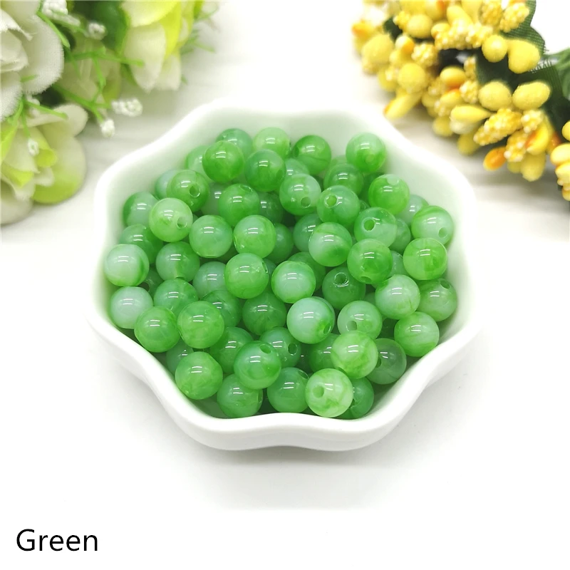 50pcs 8mm Double Color Imitation Stone Round Shape Beads Jewelry Making Acrylic  Loose Bead  DIY Accessory