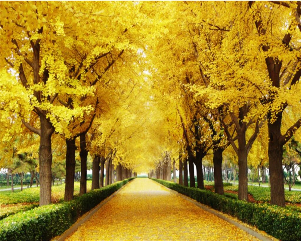 

beibehang Custom 3d wallpaper Autumn maple leaves gold tree 3D TV background wall wallpapers for living room papier peint