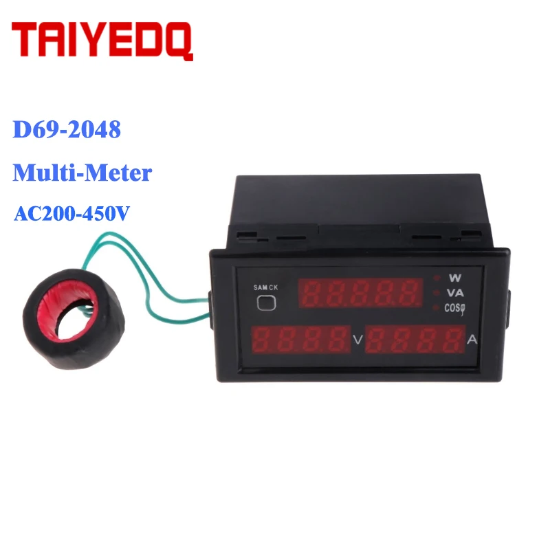 DL69-2048 Power Consumption Meter  AC Voltmeter Ammeter Voltage Current Meter AC200-450V  CT outside electrical VA meter