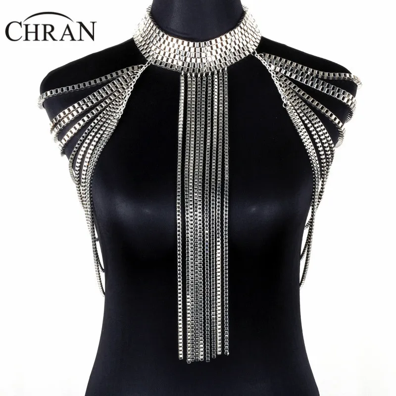 Chran 2 Color Women Exaggerated Beach Bikini Full Bra Chain Shoulder Necklace Tassel Jewelry Wholesale