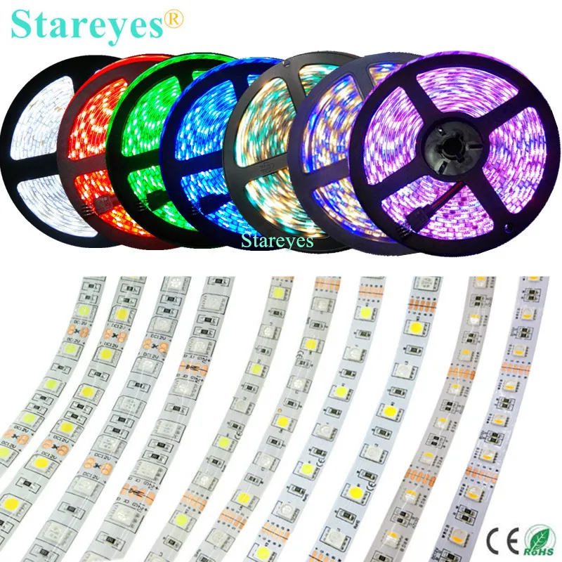 SMD 5050 LED Strip 60LED/m DC12V DC24V 5m Warm white RGB RGBW RGBWW 4 in 1 5 in 1 CCT tape LED light strip Rope Ribbon Belt Tape