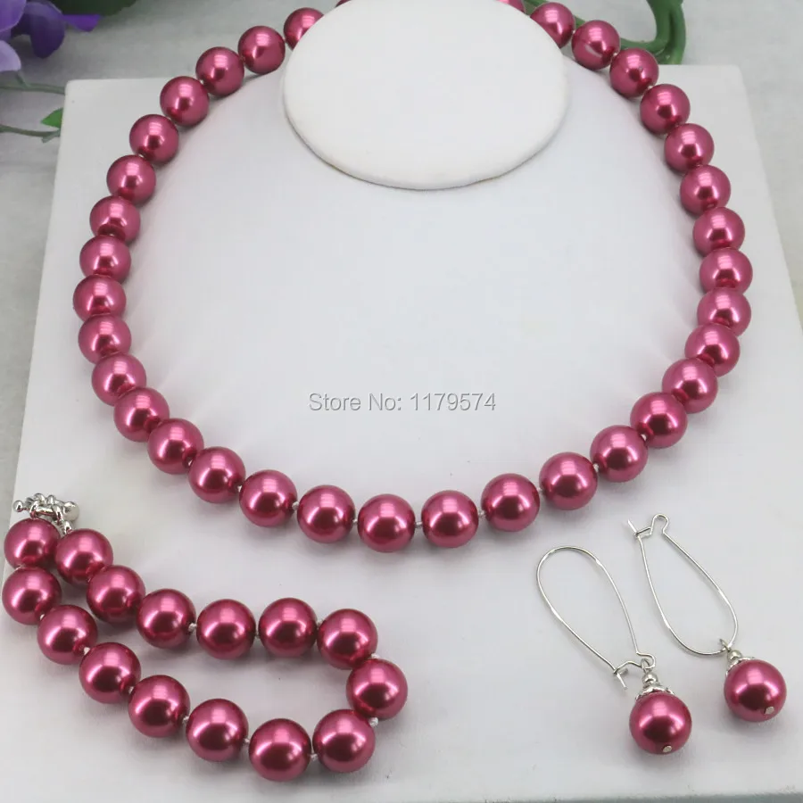 Hot Sale 10mm Accessories Red Glass Pearl Beads Necklace Bracelet Earrings Sets Jewelry Making Design Christmas Gift Women Girls