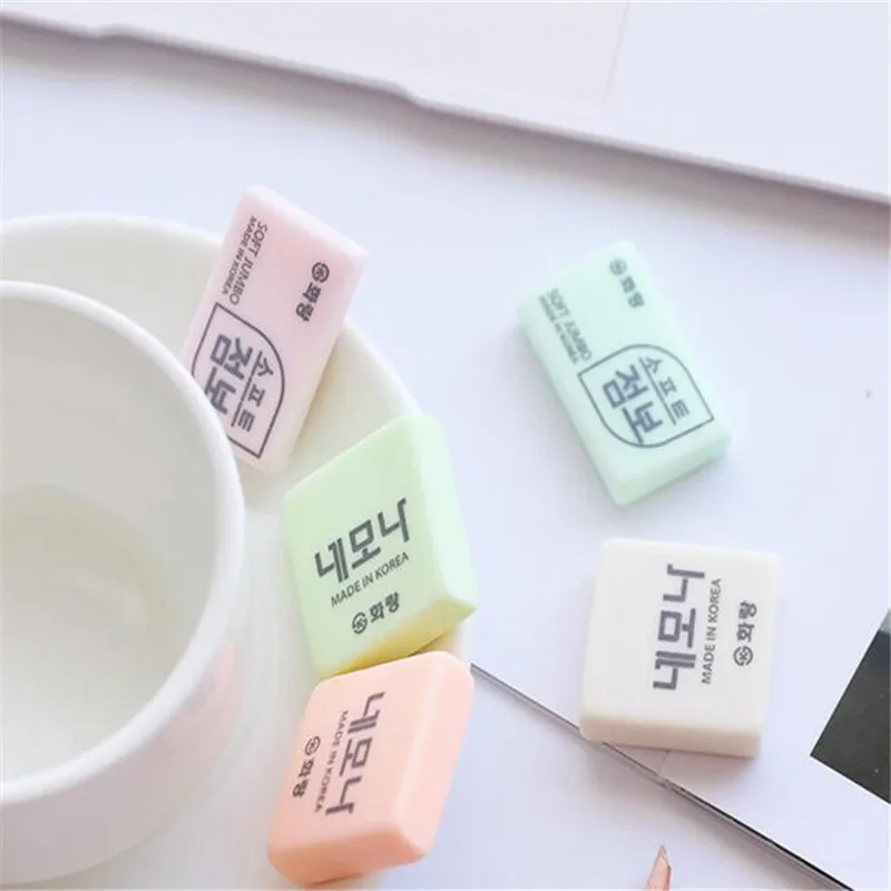 Coreano Borracha Exame Flor Lang Borracha, Estudante Wipe, Clean Boxed, Arte Desenho Eraser, Papelaria coreano, 5pcs