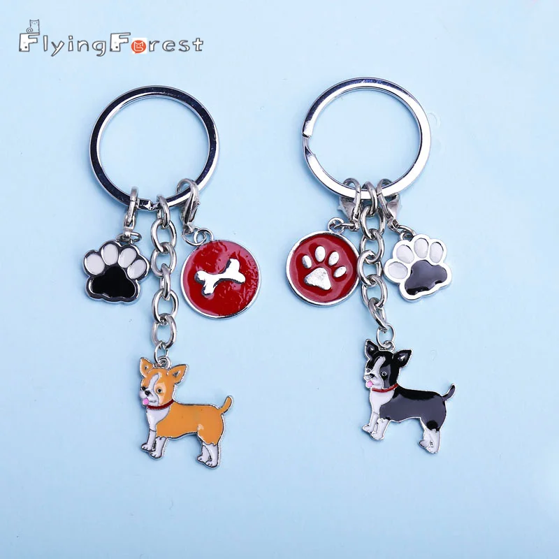 2019 DIY Lobster Clasp Pendant Women Jewelry Chihuahua Dog Key Chain Key Ring Pom Gift For Best Friend Bag Charm Animal Keychain