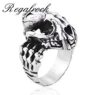 Gothic Smilodon Dinosaur Skull Ring La Brea Tar Pits Punk Dino Cranium Steampunk Moveable Goth Jewelry