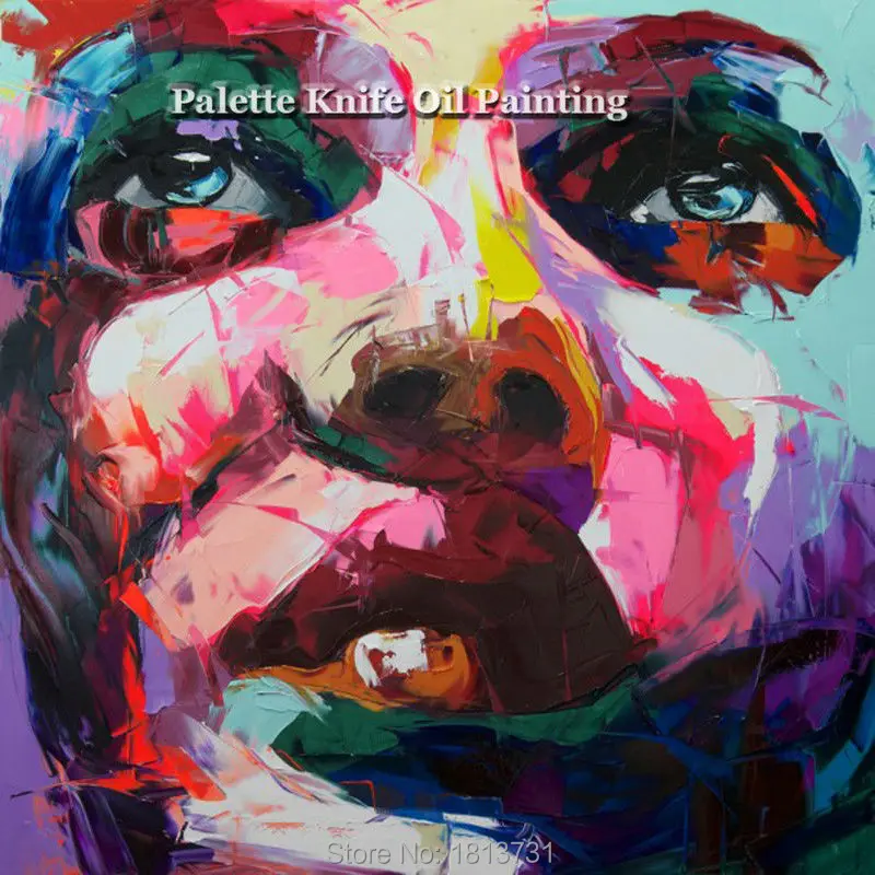 

Hand painted Francoise Nielly Palette knife portrait Face Oil painting Character figure canva wall Art picture14-15