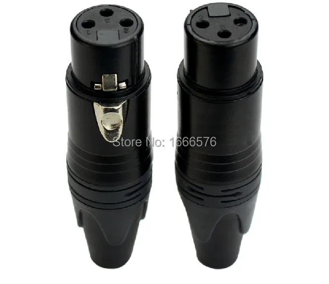 wholesale 100pcs/lot  copy NC3FXX-B 3 Pin Female XLR Cable Connector Black Housing w/Gold Contacts YA5407-2