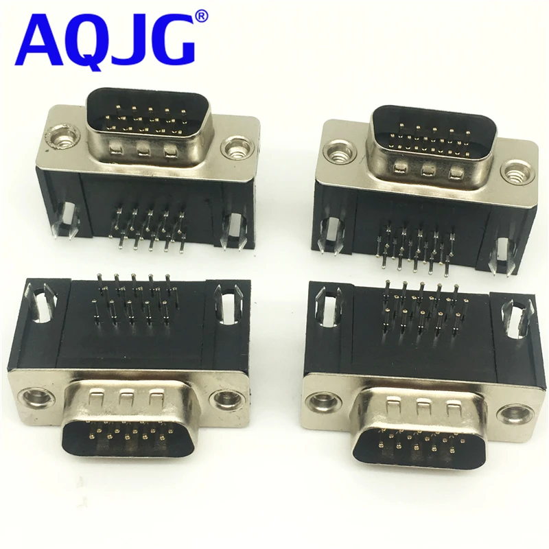 

50pcs DR15 DR15 3Rows Parallel Port 15 Pin D Sub Female 15 Way PCB 90 Degree Connector DB15 Socket Plug VGA Adapter AQJG