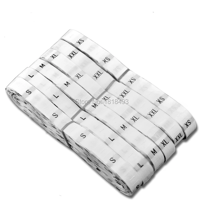 Free shipping S,M,L,XL white GARMENT SIZE LABEL/clothing woven tags/embroidered size labels/clothing number tags 1000 pcs a lot